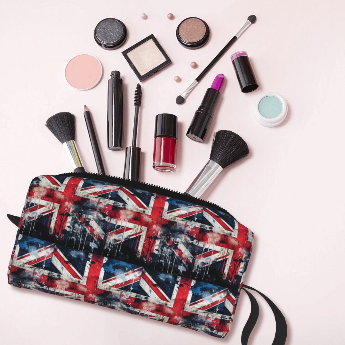 Beauty Makeup Uk - İNGILTERE Bayrağı Boya Doku Makyaj Çantası