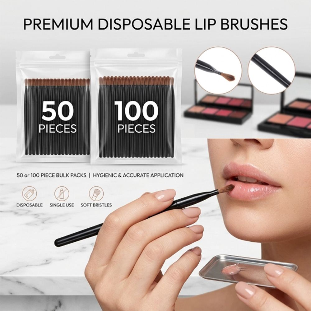 Beauty For Makeup - 50/100 adet Tek Kullanımlık Dudak Fırçası